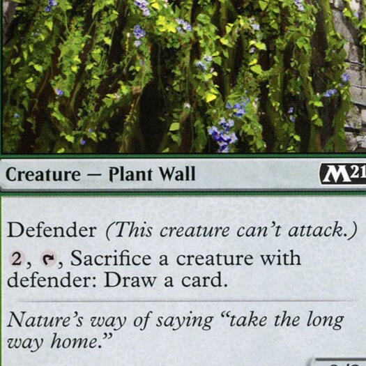 I wrote the flavor text: "Nature's way of saying: take the long way home."